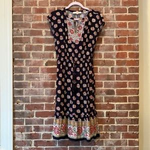 Navy LOFT Floral Dress Multicolored Flowers SP